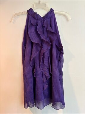 Byer California Purple Halter Ruffle Blouse